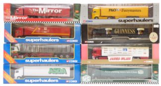 Eight Corgi Superhaulers and similar diecast model lorries comprising Guinness, United Glass,