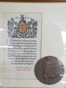 British Army WWI framed memorial plaque and scroll for Alfred Griffith Royal Berkshire Regiment