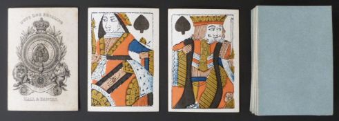 Hall & Bancks, England playing cards. Old Frizzle ace. Standard full length courts. Plain blue