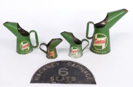 Graduated set of four vintage Castrol oil jugs from quart down to a gill together with a 'Hackney
