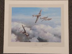 First edition Robert Taylor print 'Hurricane' signed by Wing Commander R R Stanford Tuck, 54 x 43cm