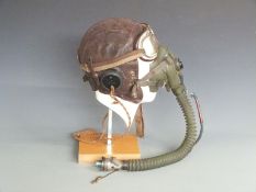 Royal Air Force WWII flying helmet, goggles and face mask