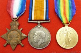 British Army WWI medals comprising 1914/1915 Star, War Medal and Victory Medal, named to 3437 Pte