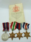 Royal Navy WWII medals comprising 1939-1945 Star, France & Germany Star, Italy Star and War Medal,