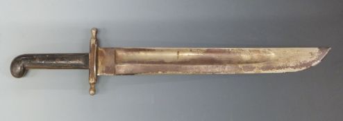 A infantry pioneer's sword with 46cm fullered blade and wooden handle.