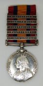 British Army Queens South African Medal with clasps for Relief of Kimberley, Paardeberg,
