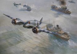 Frank Wootton signed limited edition (622/850) print Strike Wing Attack, signed by the artist and