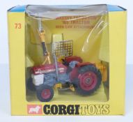Corgi Toys diecast model Massey-Ferguson '165' Tractor With Saw Attachment with red body and hubs