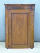 19th century inlaid mahogany hanging corner cupboard. W75 x H115cm