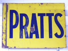 Pratts double sided enamel advertising sign, 46 x 60cm
