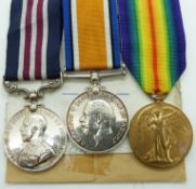British Army WWI Military Medal named to 34129 Pte L/Cpl C W Clark, Glosters/Gloucestershire