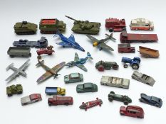 Thirty Dinky Toys and Supertoys diecast model vehicles including Foden flatbed lorry, military