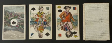 C.L.Wust, Frankfurt, Germany playing cards. Swiss Cantons pack with scenic aces and courts dressed