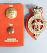British Army South Gloucestershire 61st Regiment of Foot, Glengarry badge, together with two