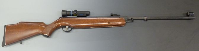 Webley Omega .177 air rifle with chequered semi-pistol grip raised cheek piece to the stock, sling