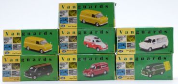 Seven Vanguards 1:43 scale limited edition diecast model vans, all in original boxes.