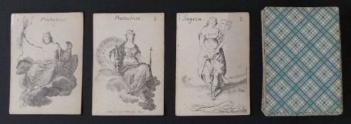 Playing cards. France. Anon maker. Fortune telling cards. Black and white engraved picture with