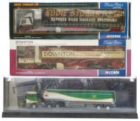 Three Corgi 1:50 scale diecast model lorries Eddie Stobart DAF XF Space Cab and Trailer CC13207,