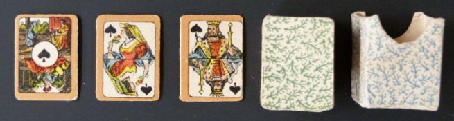 C.L.Wust, Frankfurt, Germany playing cards. Miniature dolls house cards. Scenic aces and gold