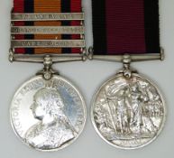 British Army Queens South Africa Medal with clasps for Transvaal, Orange Free State and Cape Colony,