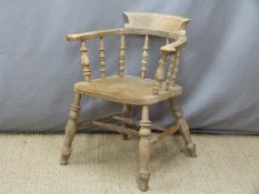 19th/20thc elm seated elbow or captains chair