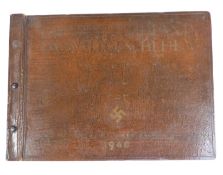German WWII Nazi Third Reich leather covered photo album for 1940