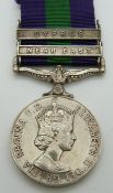 British Army General Service Medal with clasps for Cyprus and Near East, named to 23231110 Pte W