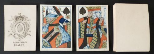 I. Hardy, England playing cards. Exportation. Garter ace. GIII, No. 28. Full length standard courts.