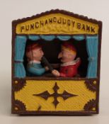 Novelty cast metal mechanical Punch and Judy money box