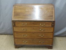 19th or ealry 20th century inlaid mahogany four drawer bureau with fitted interior. W90 x D50 x