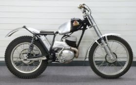 1969 Cotton 37A lightweight 250cc trial motorcycle with black painted frame and custom aluminium