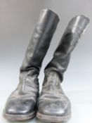 German Army WWII pair of black leather 'jack boots' size 9