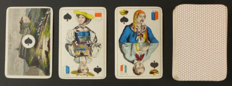 Possibly C.L.Wust, Frankfurt, Germany playing cards. Swiss cantons pack with scenic aces. Double