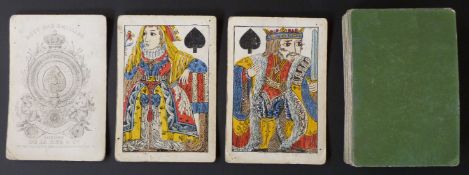 De La Rue & Co, England playing cards. Old Frizzle ace. Standard double ended courts. Unturned.