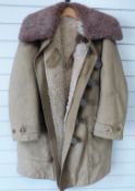 Swedish military canvas overcoat with fleece lining