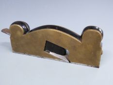 Narrow brass, steel and rosewood or similar vintage woodworking plane, possibly Norris or similar,