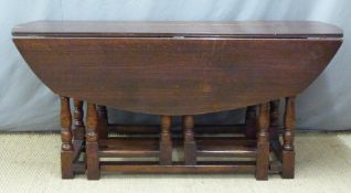 19thc oak coffin/drop leaf table. W165 x D139 x H78cm