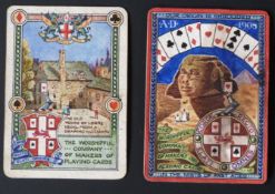 The Worshipful Company of Makers of Playing Cards, England. Two single hand painted cards with