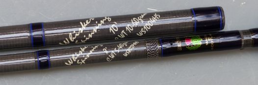 Two Daiwa Whisper spinning rods, 8', 40-80 grams and 10' 10