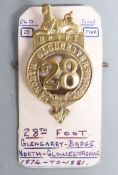 British Army North Gloucestershire 28th Regiment of Foot Glengarry badge