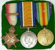 British Army WWI medals comprising 1914 'Mons' Star with clasp, 5th August/22nd November, War