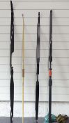 Four archery bows including two recurve and a vintage fibreglass Appollo Merlin, Barnett Sportflight