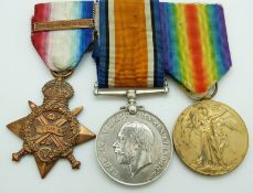 British Army WWI medals comprising 1914 'Mons' Star with clasp, named to 7179 Sgt W J Hird, War