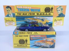 Corgi Toys diecast model The Man From UNCLE Gun Firing 'Thrush Buster' with purple body, lemon