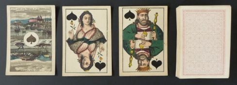 Anonymous maker, possibly German playing cards. Double ended courts. Aces have the suit sign in a