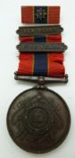 National Fire Brigade Association Long Service Medal with two clasps for ten and five years, named