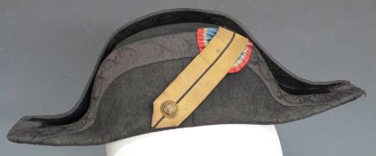 Royal Navy bicorn hat with black anchor pattern edging