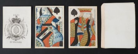 Hunt & Sons, England playing cards.  Garter ace. GIII, No. 50. Full length standard courts. Plain