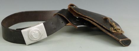 German WWII Nazi RAO Labour Corps enlisted man's leather belt impressed Gorsdorf 1941 with pistol