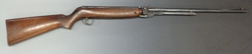 Webley Mark .22 air rifle with semi-pistol grip, adjustable sights and Webley plaque to the stock,